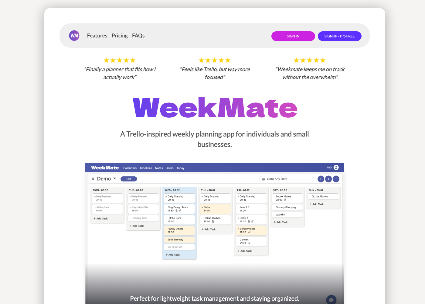 WeekMate - Weekly Planning App
